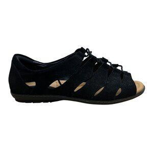 Earth Women’s Black Nubuck Leather Open-Toe Plover Sandals Size 12B
